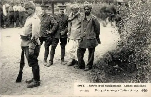 Ak Entree d'un Campement, Armee Indienne, indische Soldaten