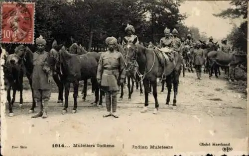 Ak Muletiers Indiens, indische Soldaten, Pferde