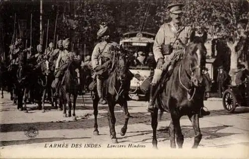 Ak L'Armée des Indes, Lanciers Hindous, Indische Dragoner, I. WK