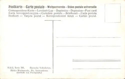 Künstler Ak Müller Wachsmuth, Nordwestdeutscher Kunstverlag, Die Auswanderer