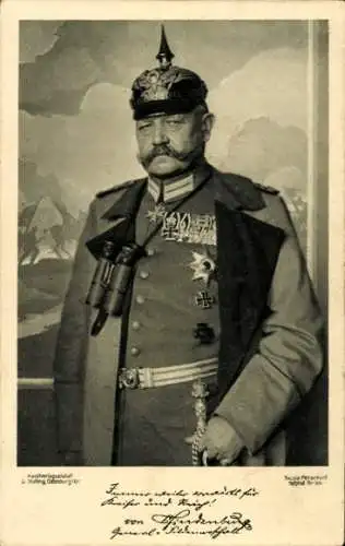 Ak Generalfeldmarschall Paul von Hindenburg, Portrait, Feldstecher, Orden