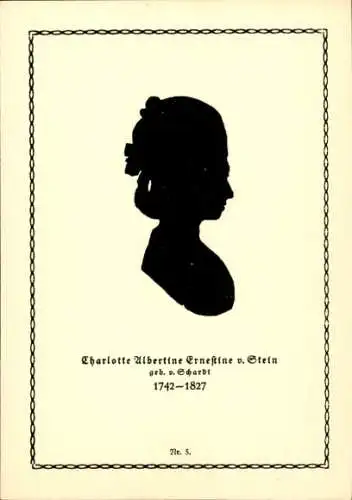 Scherenschnitt Ak Charlotte Albertine Ernestine von Stein, Goethe-Biographie in Bilderpostkarten