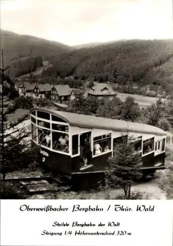 Ak Oberweißbacher Bergbahn, Thüringer Wald, Steilste Bergbahn der Welt