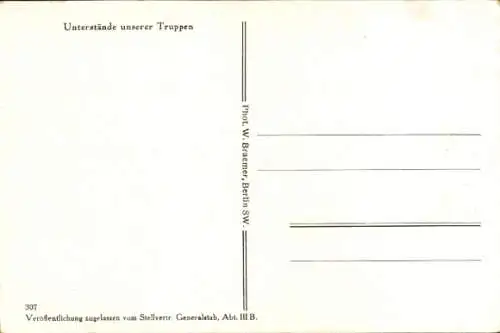 Ak Unterstände unserer Truppen, Schützengraben, Soldaten, Sandsäcke