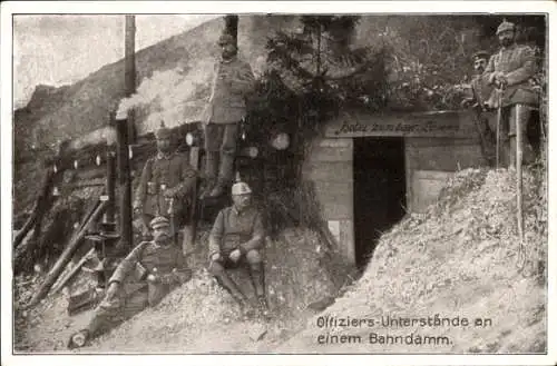 Ak Offizier Unterstände an einem Bahndamm, Hotel zum bayrischen Löwen, I WK