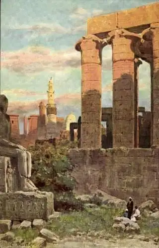 Künstler Ak Wuttke, Carl, Luxor Ägypten, Tempel von Amenophis III