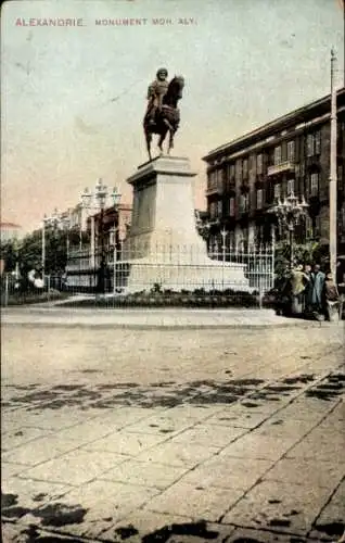 Ak Alexandria Ägypten, Monument Mohamed Aly, Reiterdenkmal