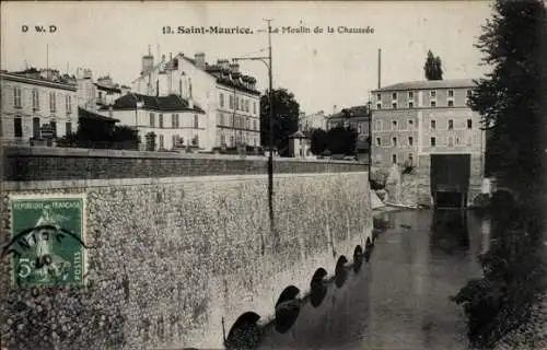 Ak Saint Maurice Charenton Val de Marne, Le Moulin de la Chaussee