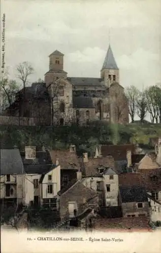 Ak Châtillon sur Seine Côte d’Or, Kirche Saint-Vorles