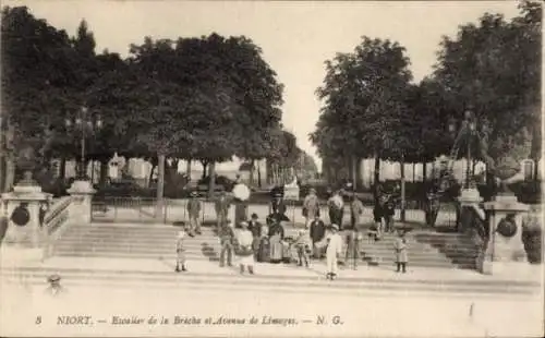 Ak Niort Deux Sèvres, Escalier de la Breche, Avenue de Limoges