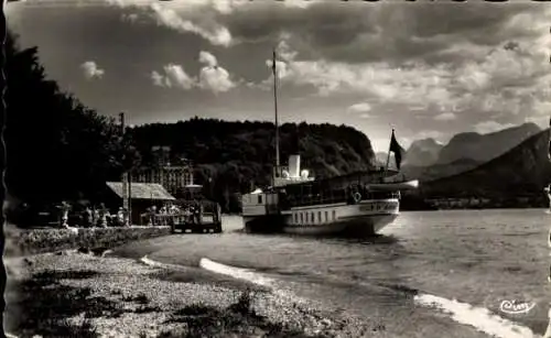 Ak Menthon Saint Bernard Lac d'Annecy Haute Savoie, Hafen, Dampfer