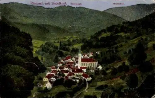 Ak Rimbach près Guebwiller Rimbach Elsass Haut Rhin, Blick auf Ortschaft mit Sudelkopf, Firstacker