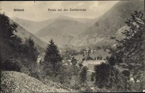 Ak Mittlach Elsass Haut Rhin, Panorama, bei der Eselsbrücke