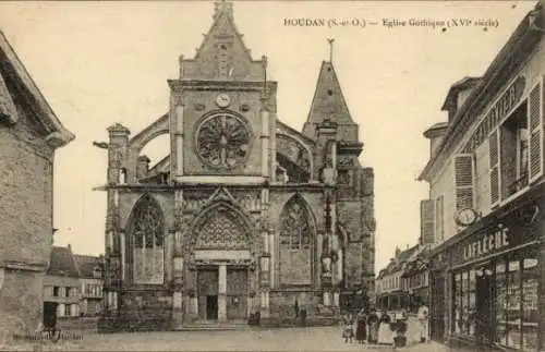 Ak Houdan Yvelines, Gotische Kirche, die Fassade