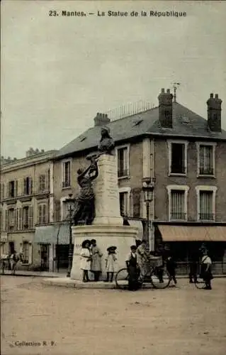 Ak Mantes Yvelines, Die Statue der Republik