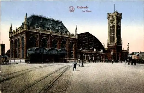 Ak Oostende Ostende Westflandern, Bahnhof