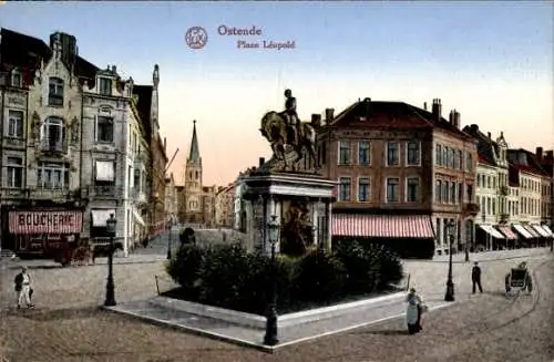 Ak Ostende Westflandern, Place Léopold, Metzgerei