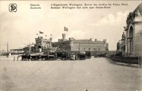 Ak Oostende Ostende Westflandern, Wellington Racecourse mit Blick auf das Palast Hotel