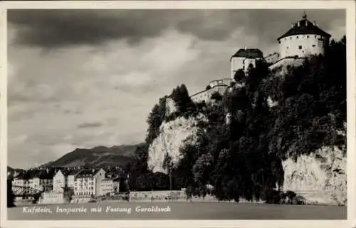 Ak Kufstein in Tirol, Innpartie mit Festung Geroldseck