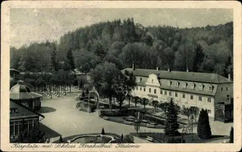 Ak Kudowa Zdrój Bad Kudowa Schlesien, Kurplatz, Schloss