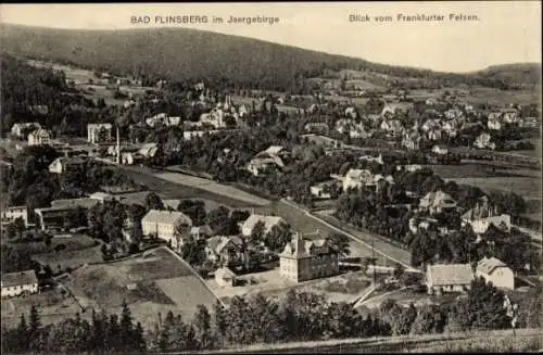 Ak Świeradów Zdrój Bad Flinsberg Schlesien, Gesamtansicht, Blick vom Frankfurter Felsen