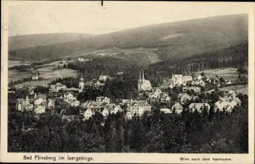 Ak Świeradów Zdrój Bad Flinsberg Schlesien, Gesamtansicht, Iserkamm