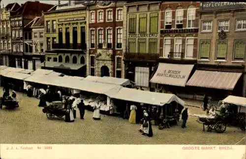 Ak Breda Nordbrabant Niederlande, Groote Markt, Saddlery, Mantelmagazijn A. Berger