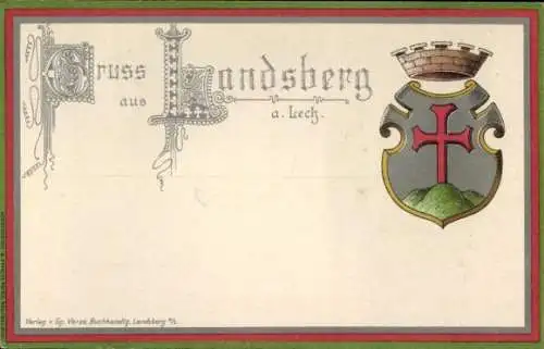 Präge Ak Landsberg am Lech Oberbayern, Wappen