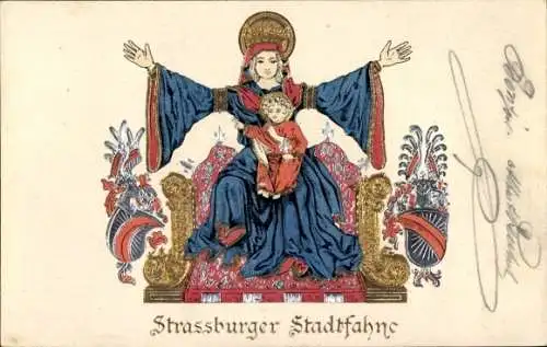 Wappen Ak Straßburg Elsass Bas Rhin, Stadtfahne, Heilige, Kind