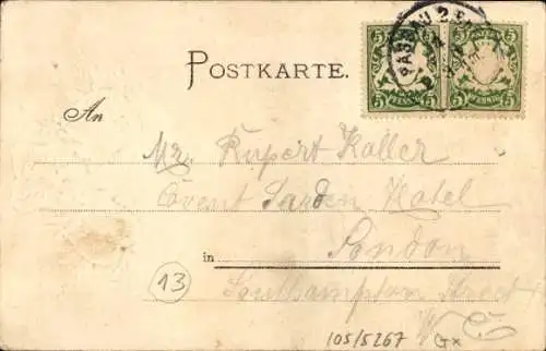 Präge Wappen Litho Passau in Niederbayern, Totalansicht der Ortschaft