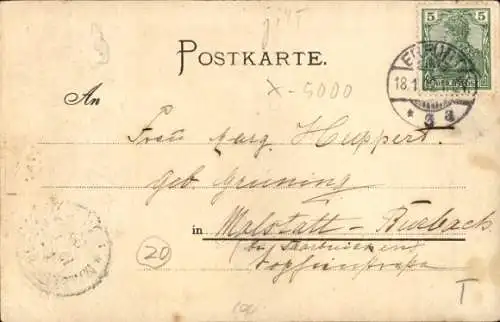 Präge Wappen Passepartout Litho Erfurt in Thüringen, Lehmannsbrücke