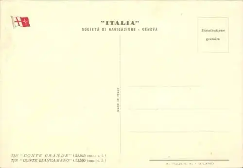 Ak TN Conte Grande, Conte Biancamano, Italia di Navigazione, Dampfschiff