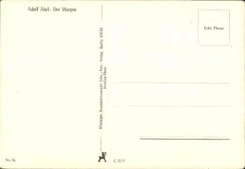 Ak Plastik Der Morgen von Adolf Abel, Frauenakt