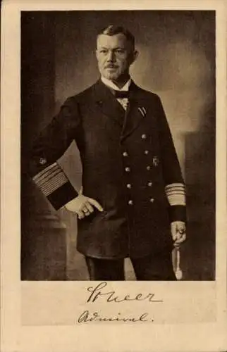 Ak Admiral Reinhard Scheer, Standportrait in Uniform