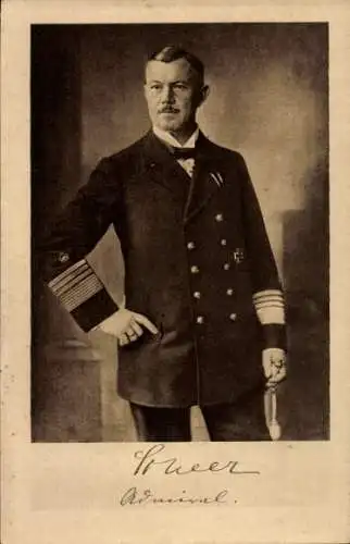 Ak Admiral Reinhard Scheer, Standportrait in Uniform