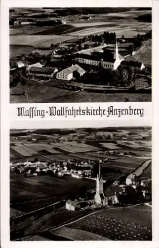 Ak Anzenberg Massing im Tal der Rott Niederbayern, Fliegeraufnahme, Maffing-Wallfahrstkirche