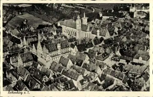 Ak Rothenburg ob der Tauber Mittelfranken, Fliegeraufnahme, Kirche