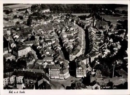 Ak Hof an der Saale Oberfranken Bayern, Fliegeraufnahme