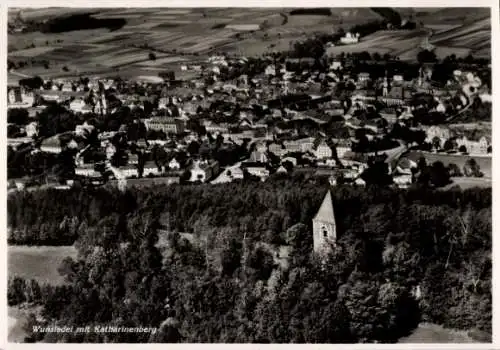 Ak Wunsiedel im Fichtelgebirge Oberfranken, Fliegeraufnahme