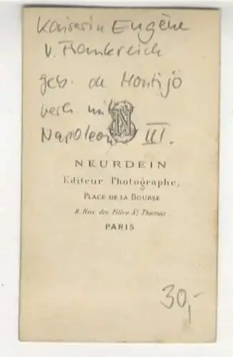 CdV Portrait Eugénie, Kaiserin v. Frankreich, geb. de Montijo