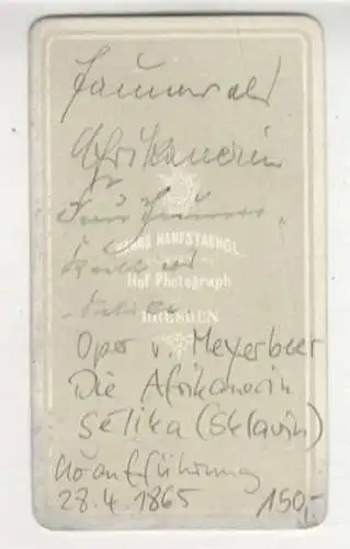 CdV Opernszene v. Meyerbeer "Die Afrikanerin", Rolle der "Sélika" (Sklavin), Uraufführung 28.4.1865