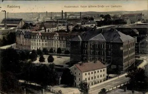 Ak Radeberg in Sachsen, Knabenschule, Kaiser Wilhelm Straße, Glashütten