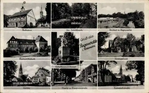 Ak Resko Regenwalde Pommern, Rathaus, Schlosspark, Bismarckschule, Amtsgericht, Kirche