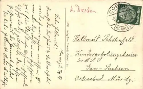 Ak Coswig in Sachsen, Schule