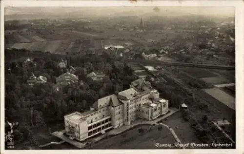 Ak Coswig in Sachsen, Lindenhof, Luftaufnahme