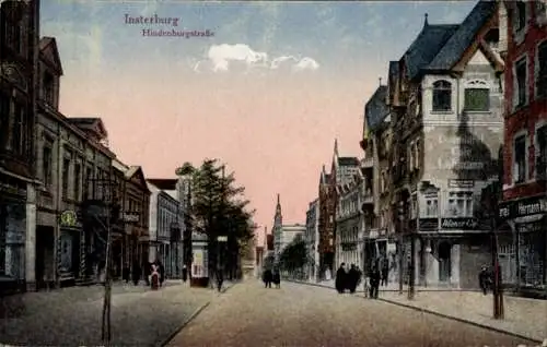 Ak Tschernjachowsk Insterburg Ostpreußen, Hindenburgstraße, Geschäfte