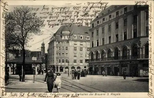 Ak Augsburg in Schwaben, Café Königsbau, Bierhallen der Brauerei S. Riegele