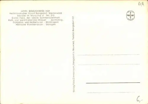 Ak Rengsdorf im Westerwald, Hotel Rengsdorfer Hof