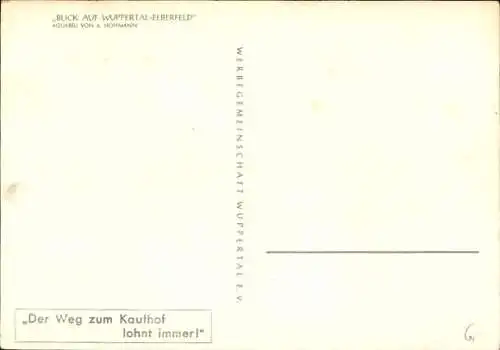 Künstler Ak Hoffmann, A., Elberfeld Wuppertal in Nordrhein Westfalen, Blick auf die Stadt, Aquarell