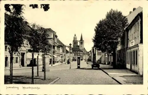 Ak Jüterbog in Brandenburg, Pferdestraße, Kirche, Tankstelle, Litfaßsäule